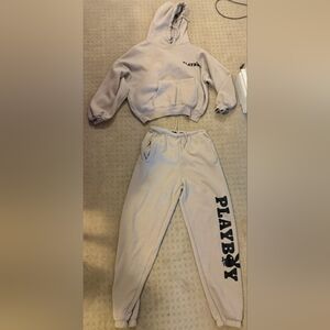 PLAYBOY Woman's Beige Joggers with Black Logo